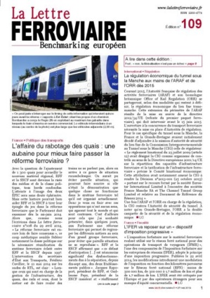 A lire dans La Lettre ferroviaire 109 A lire dans La Lettre ferroviaire 109