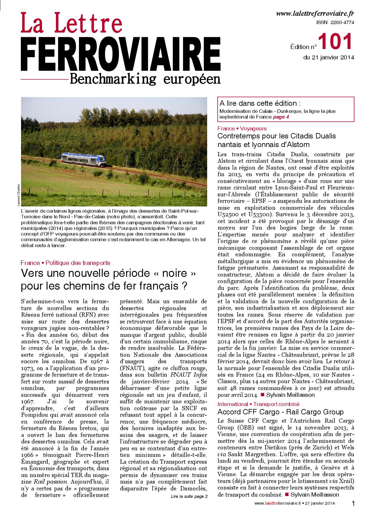 A lire dans La Lettre ferroviaire 101 A lire dans La Lettre ferroviaire 101