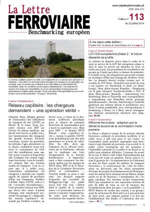 À lire dans La Lettre ferroviaire 113 À lire dans La Lettre ferroviaire 113